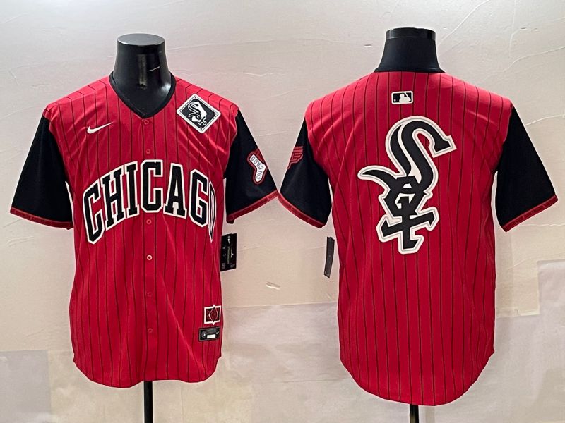 Men Chicago White Sox Blank Red Stripe Joint Name 2025 Nike MLB Jersey style 15